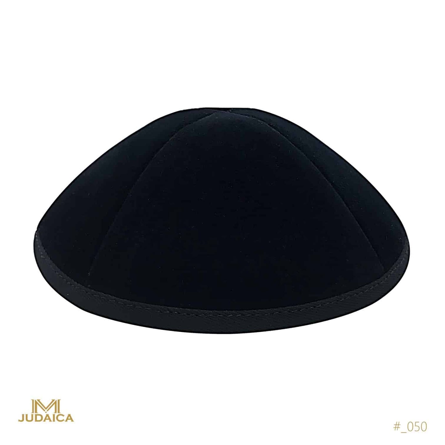 Black Velvet 4 Parts Kippa with Rim for Boys and Men