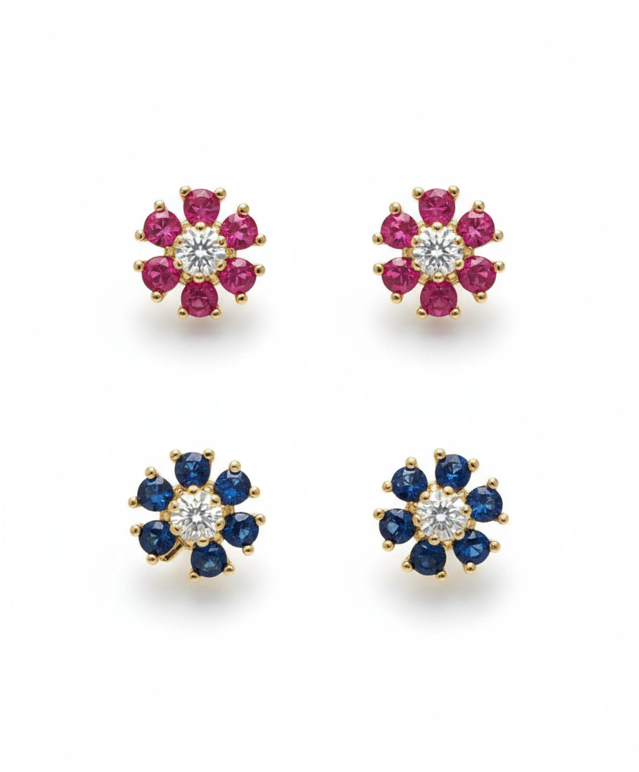 Crystal Flower Girls Screwback Earrings