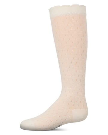 Memoi Drop Stitch Scalloped Knee High