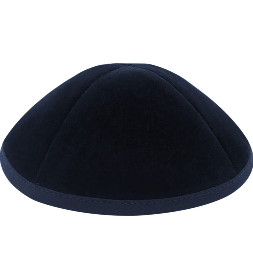 Navy Velvet 4 Part Kippa