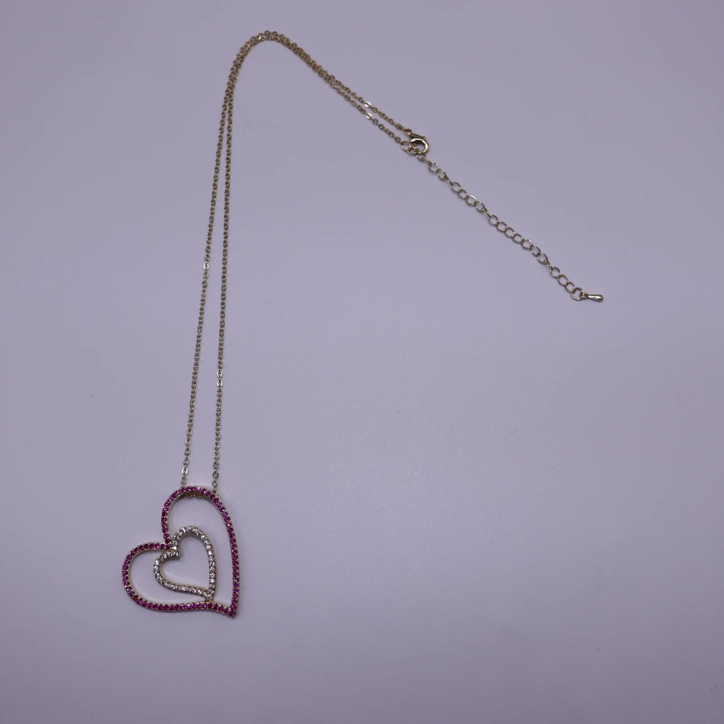Double Heart Pendant Necklace