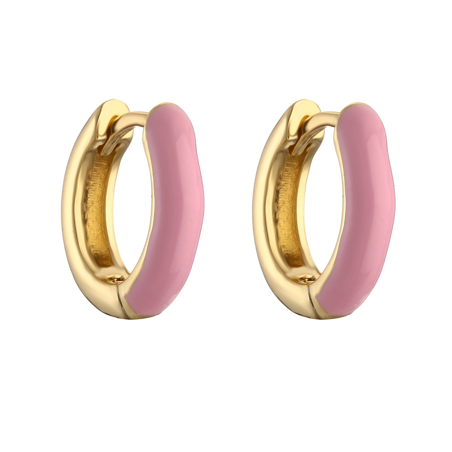 Pink Enamel Solid Hoops