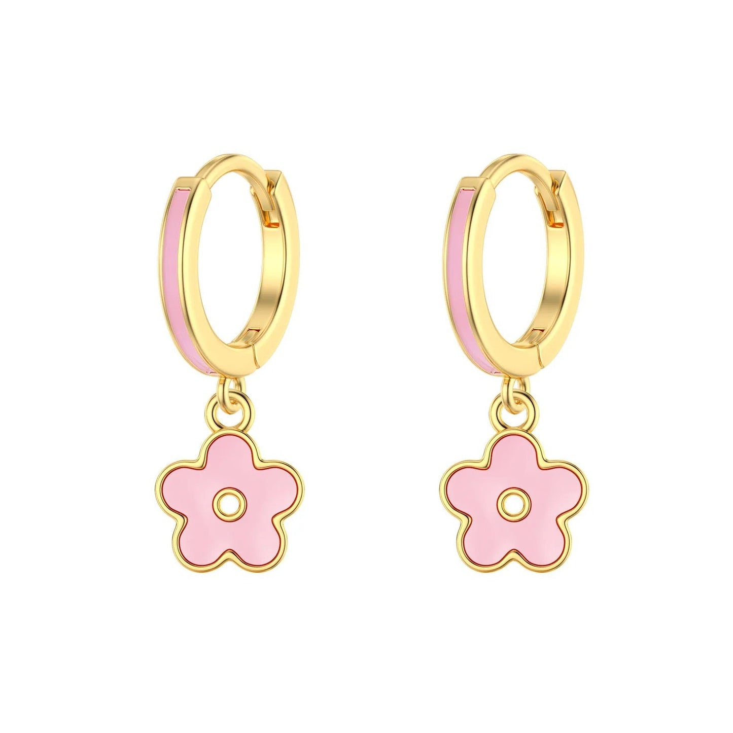 Girls Huggies Flower Earrings Gold Plated