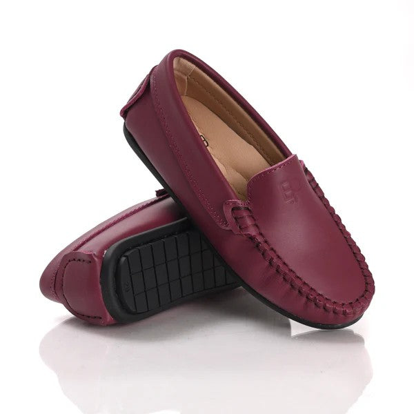 En Pointe Kids Leather Slip on Loafer -Plum