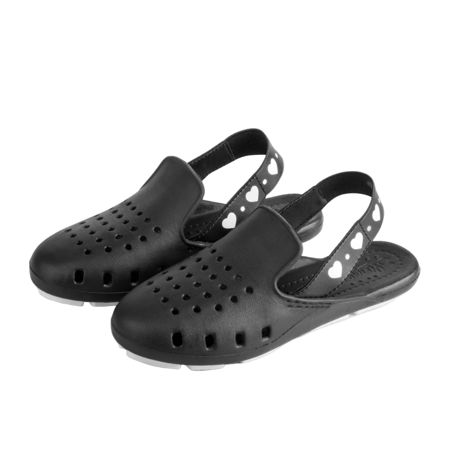 Slingers Mule Slingbacks- Black Heart