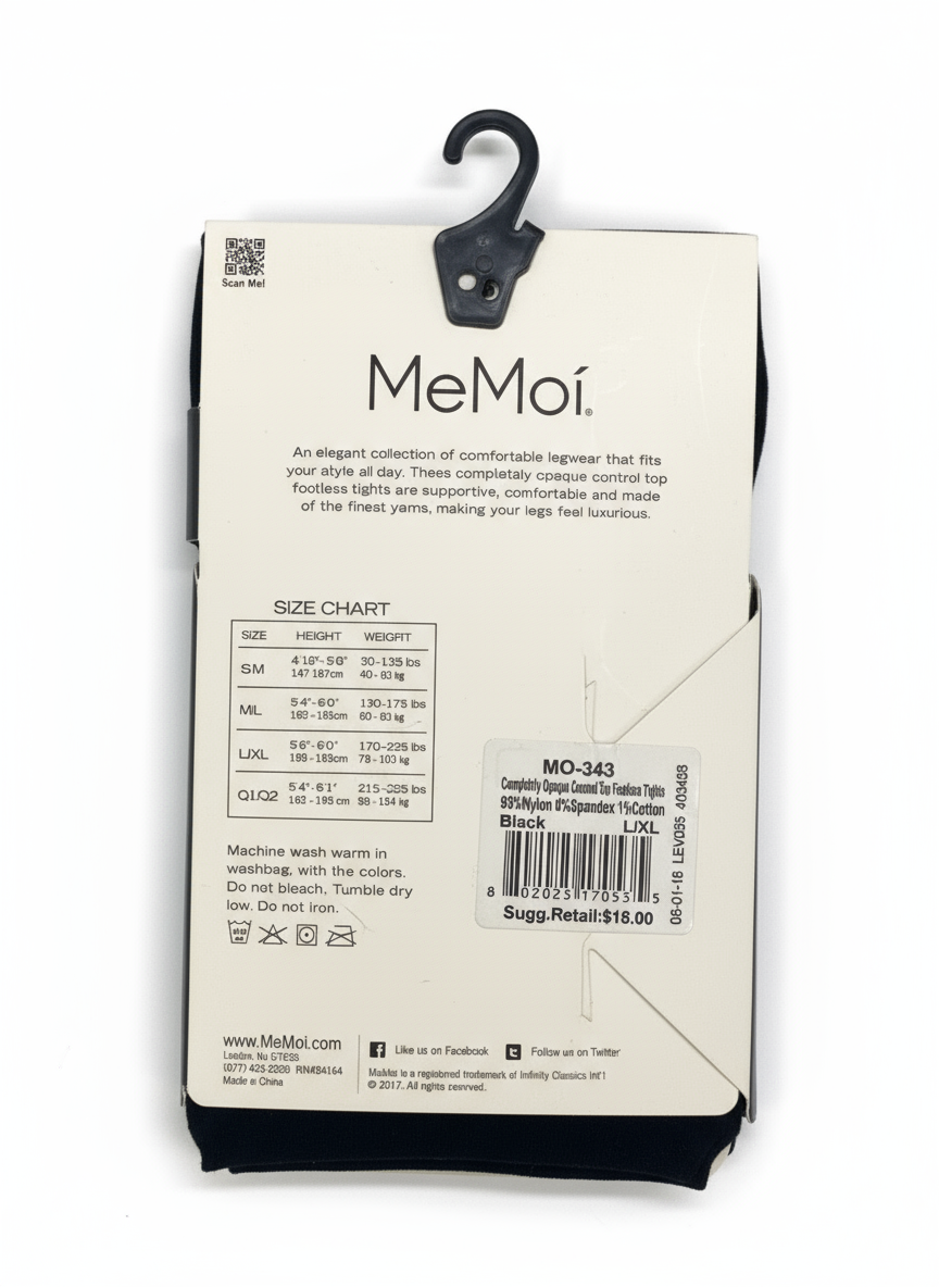 Memoi Completely Opaque Control Top Footless Tights MO-343