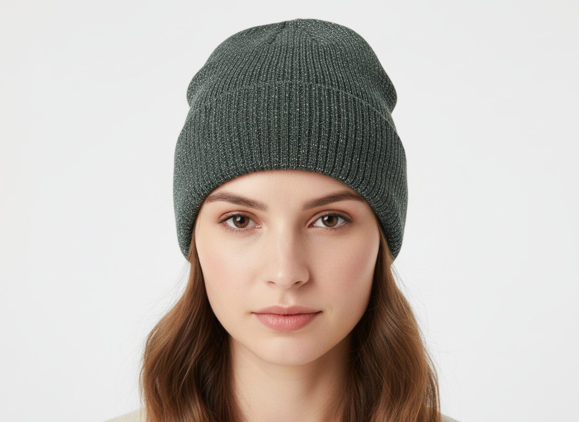 Sparkle Knit Thick Ribbed Foldable Beanie