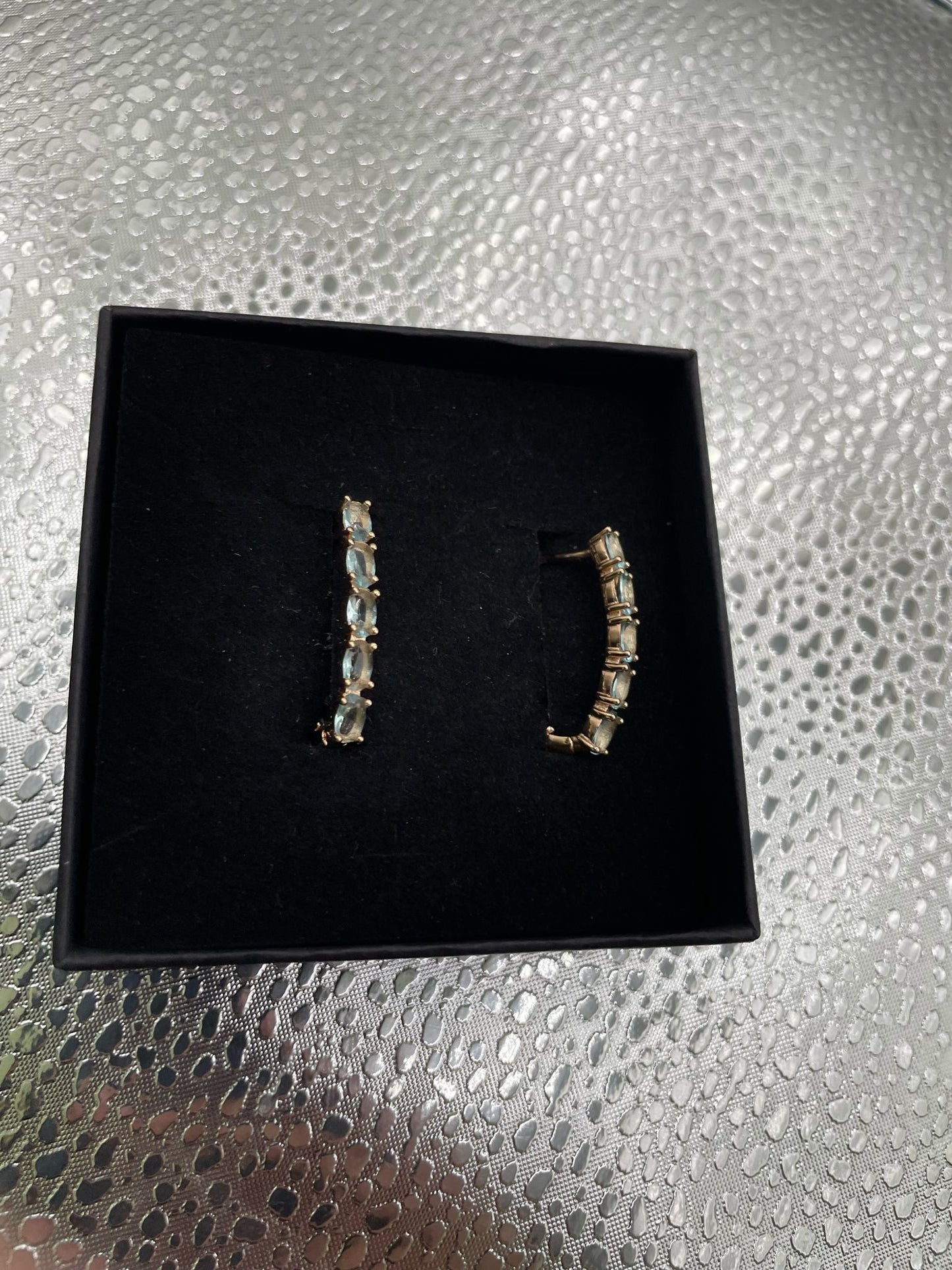 Aquamarine Oval Teardrop Hoop Earrings