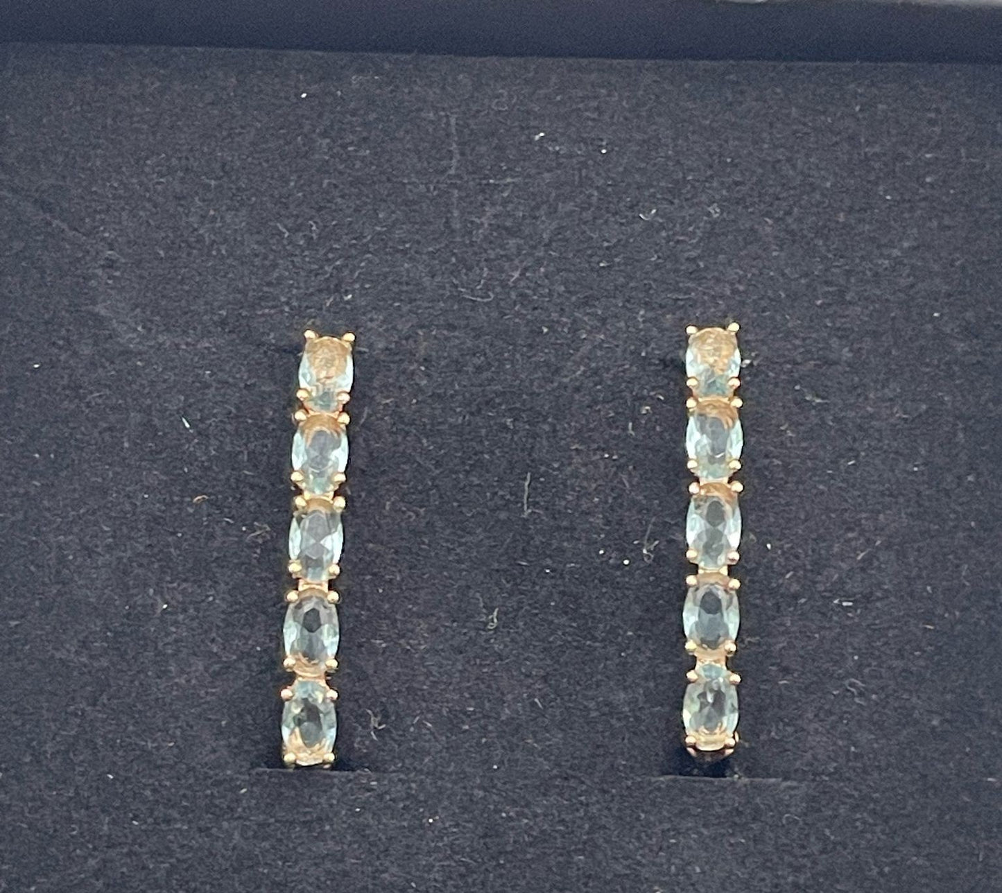 Aquamarine Oval Teardrop Hoop Earrings