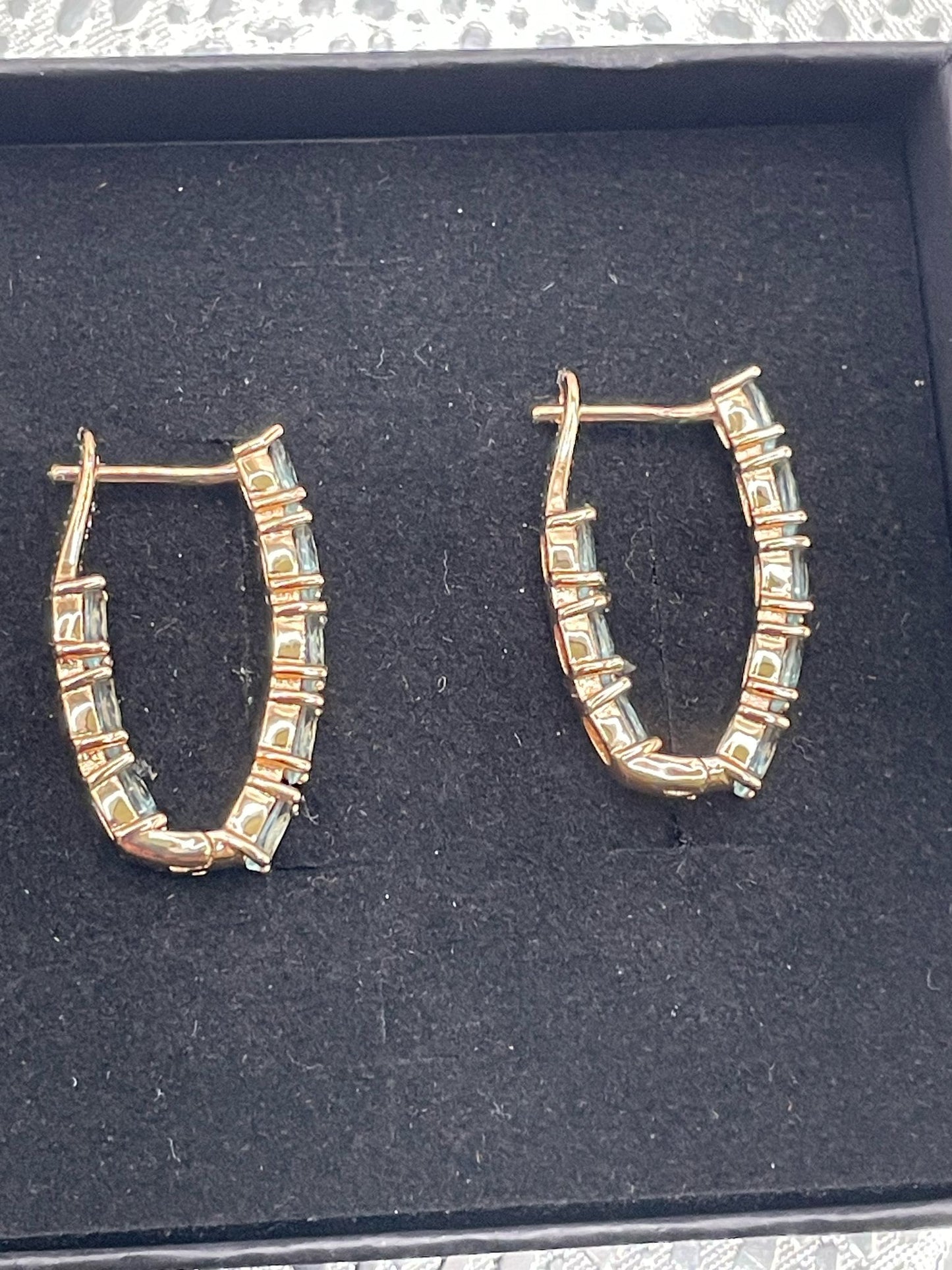 Aquamarine Oval Teardrop Hoop Earrings