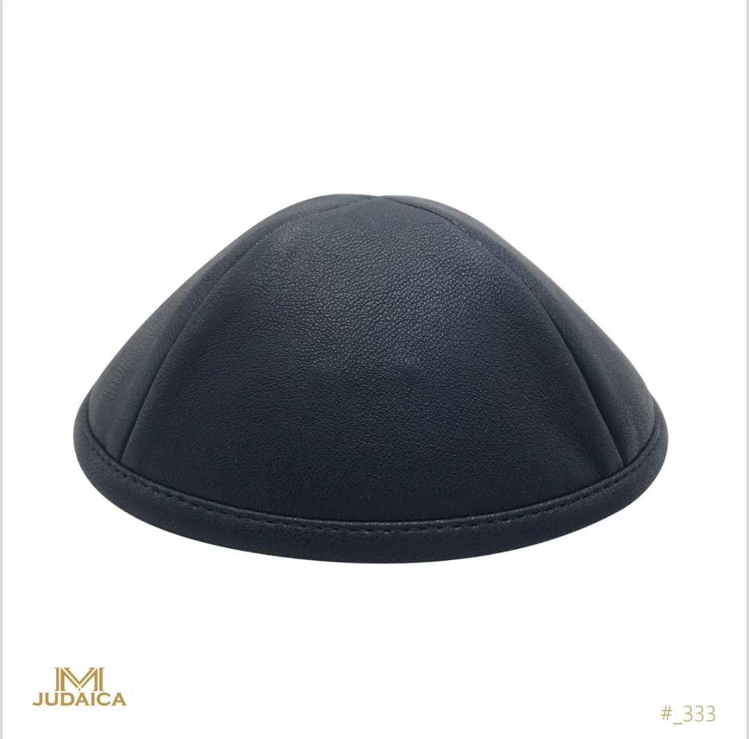 Navy Blue Leather Kippa- 333