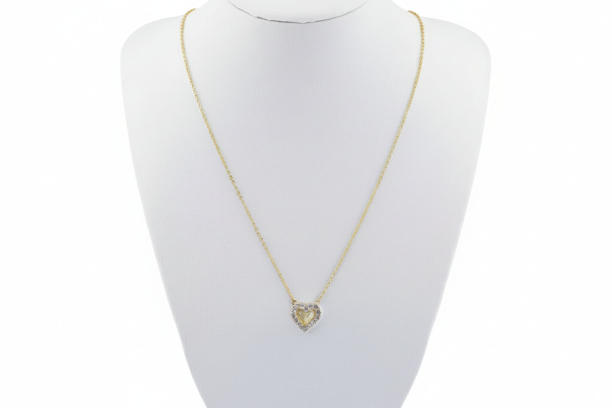 Mini Simple Heart Pavé Necklace