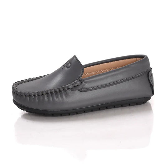 En Pointe Kids Leather Slip on Loafer- Grey