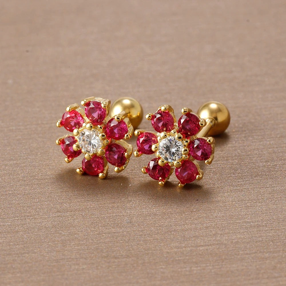 Crystal Flower Girls Screwback Earrings