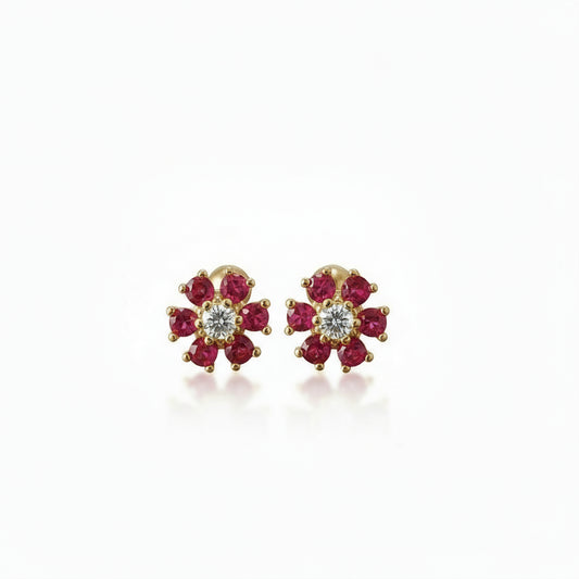 Crystal Flower Girls Screwback Earrings