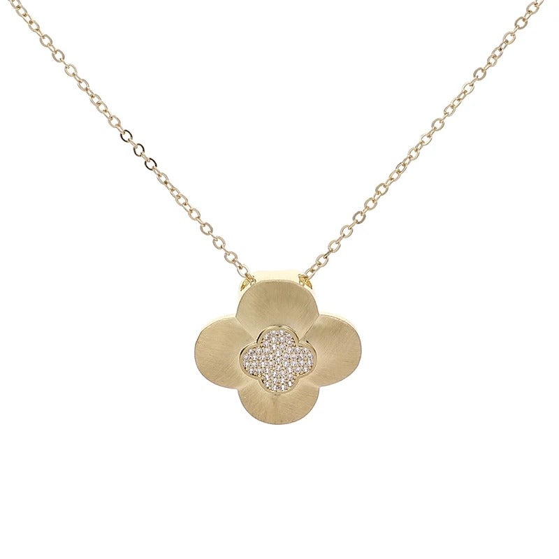 Flower Pendant Crystal Necklace