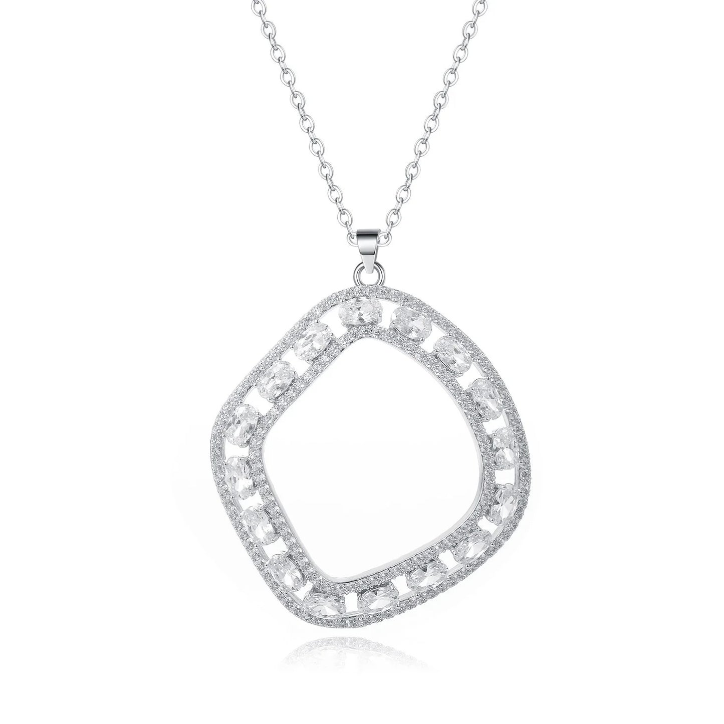 Crystal Infinity Pendant Necklace- Silver