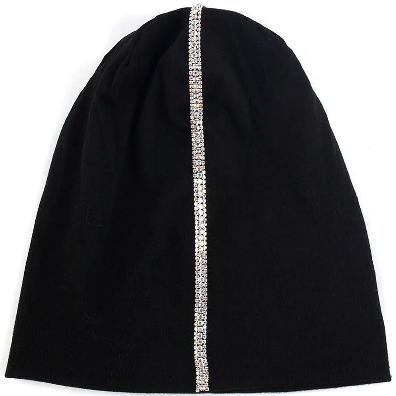 Soft Rhinestone Line Beanie