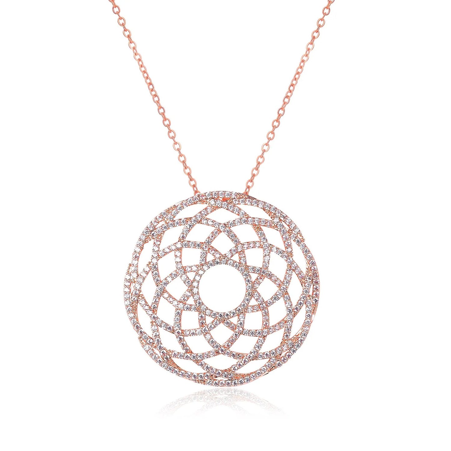 Ladies Crystal Infinity Flower Pendant Rose Gold