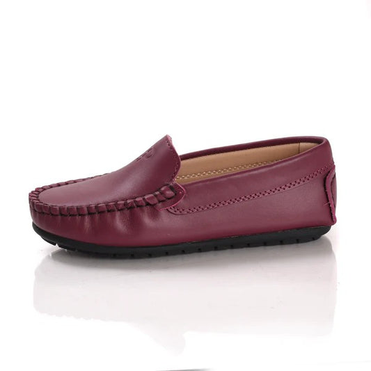 En Pointe Kids Leather Slip on Loafer -Plum