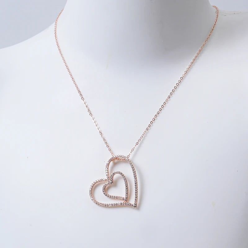 Double Heart Pendant Necklace