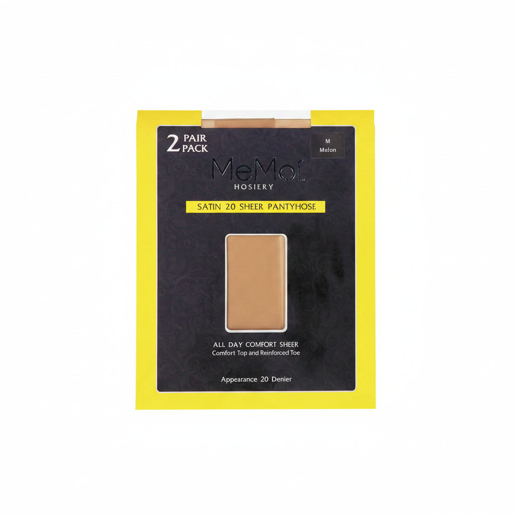 Memoi Satin 20 Sheer Pantyhose- 2 Pair Pack- MS- 650