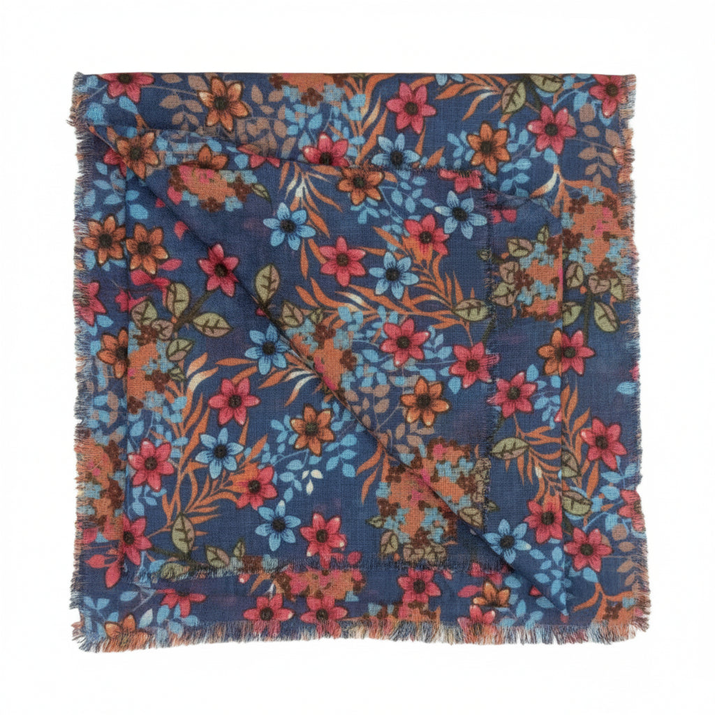 Botanical Print Bamboo Cotton Sqaure Tichel
