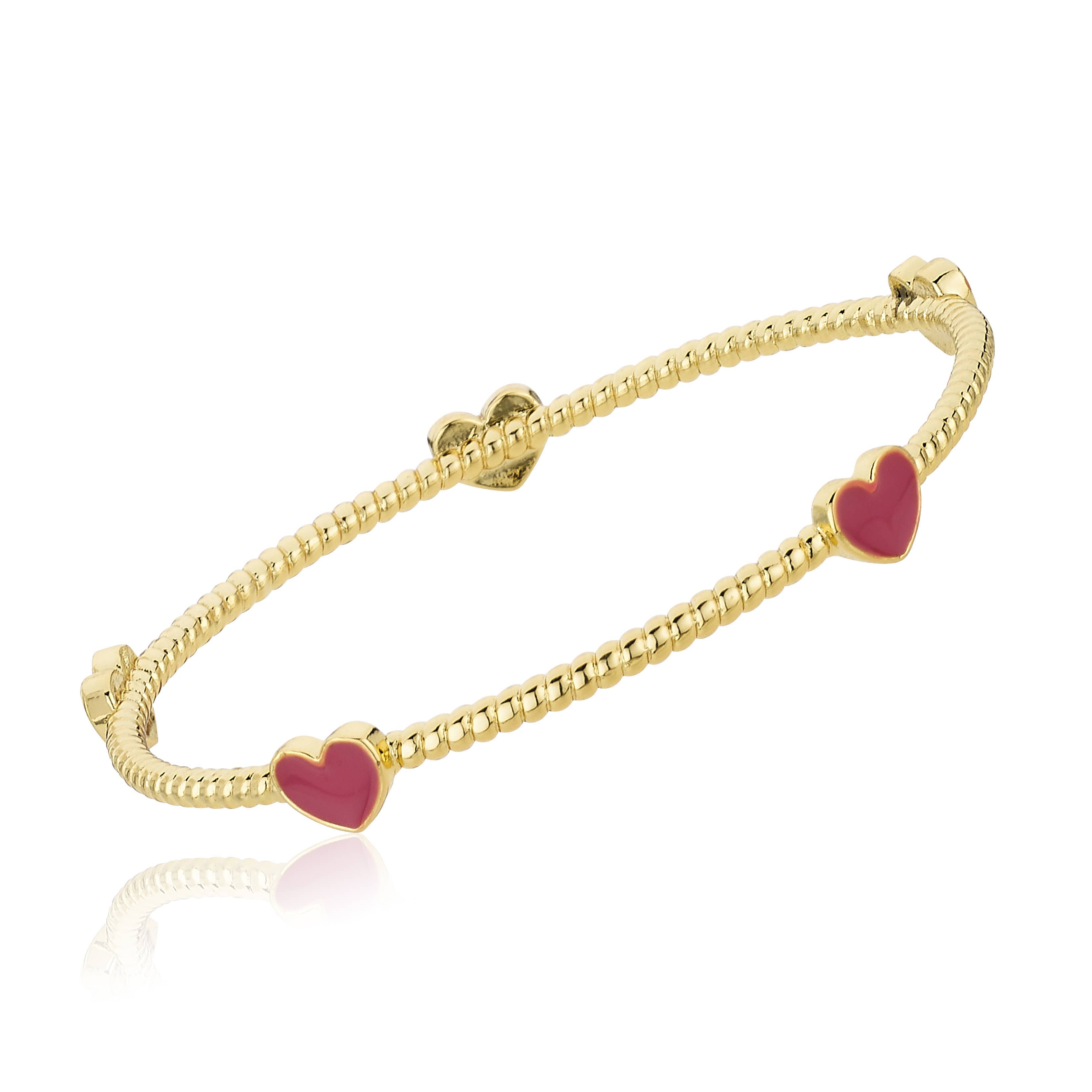 LMTS Rope Enamel Heart Bangle