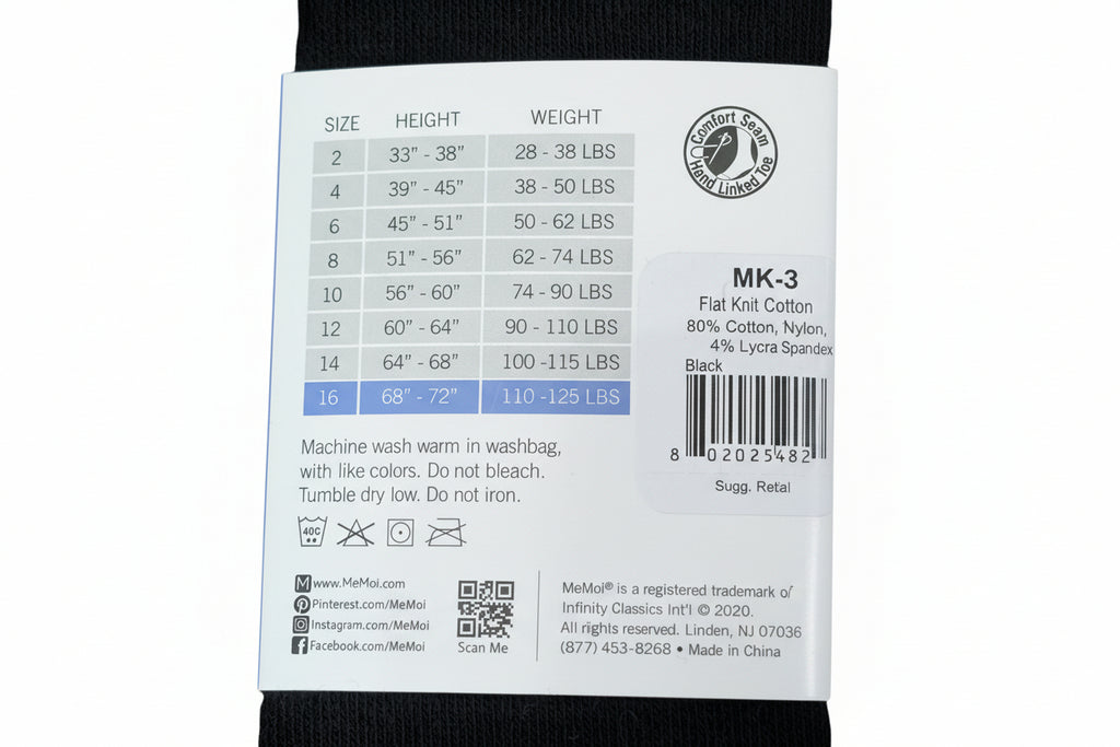 Memoi Girls Solid Cotton Sweater Tights- MK 301- Only size 16