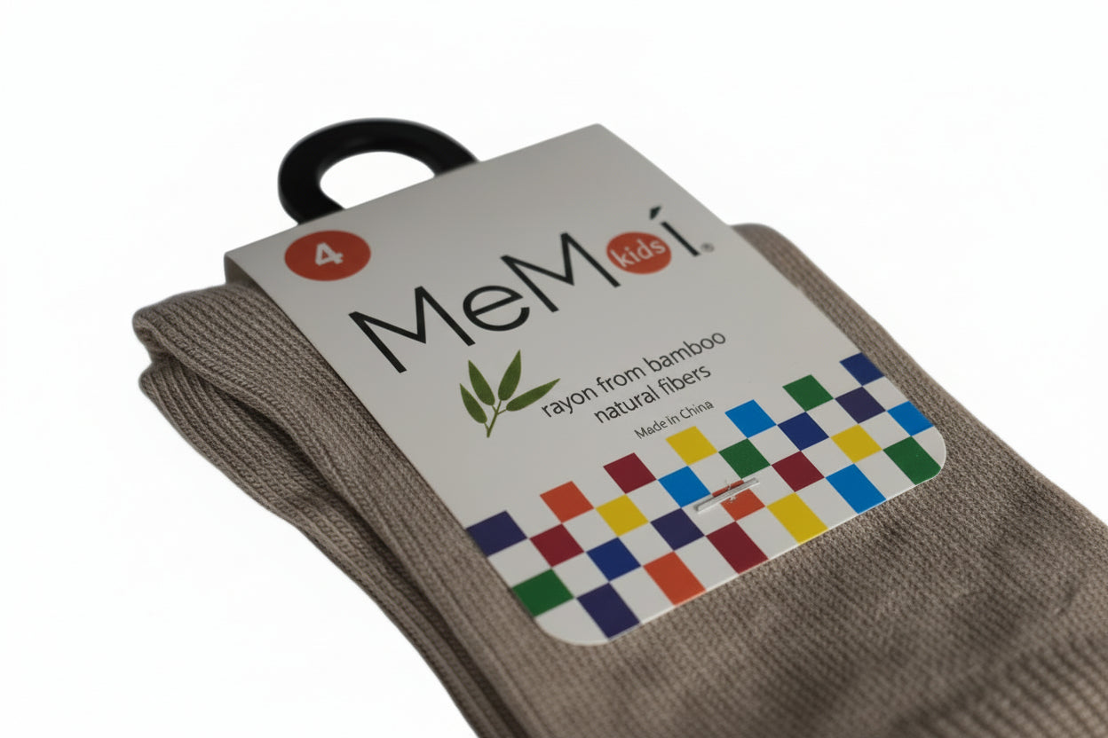 Memoi Bamboo Crew Sock- MK 6166- Humus