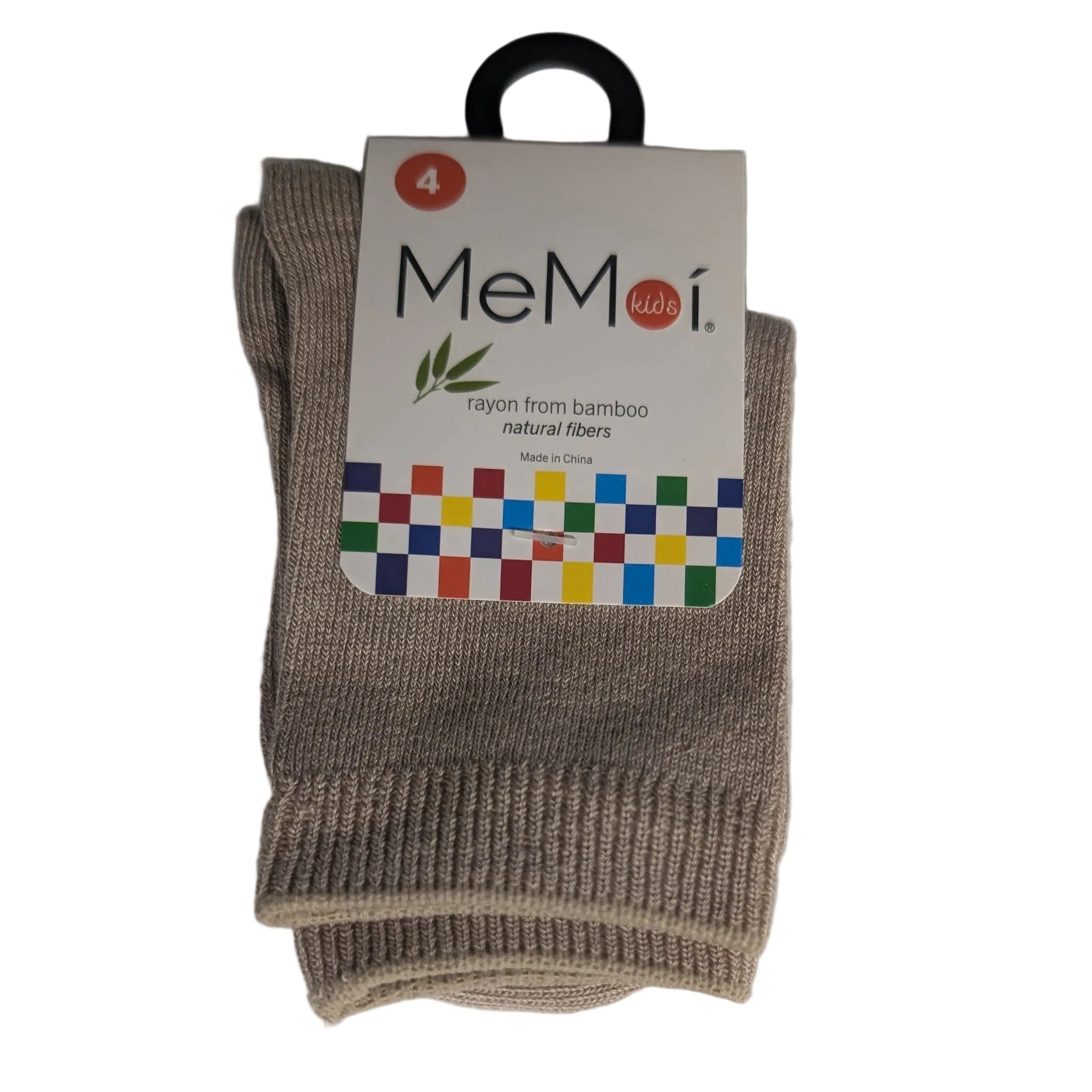 Memoi Bamboo Crew Sock- MK 6166- Humus