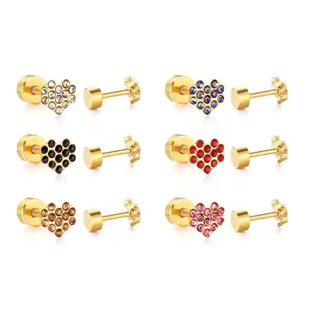 Baby Stone Heart Screwback Earrings
