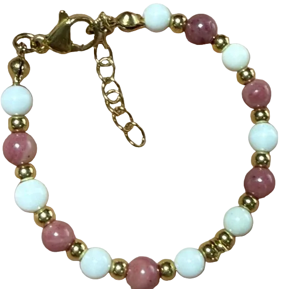 Rhodonite Beaded Station Bracelet