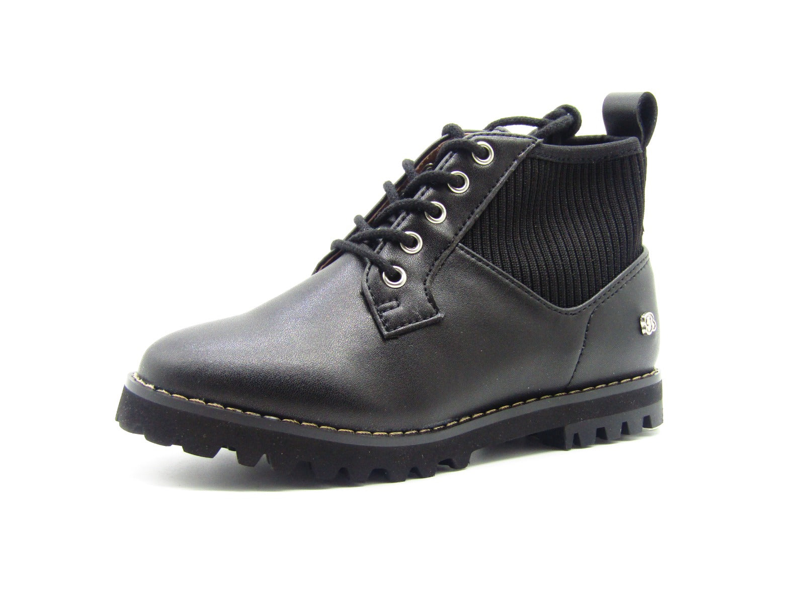 Veneziani Bot Black Knitted Leather Ankle Boot