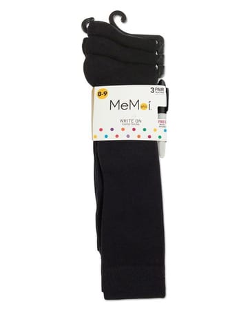 Memoi Girls 3 Pair Pack Pen Flat Knee Socks  - Promo 710
