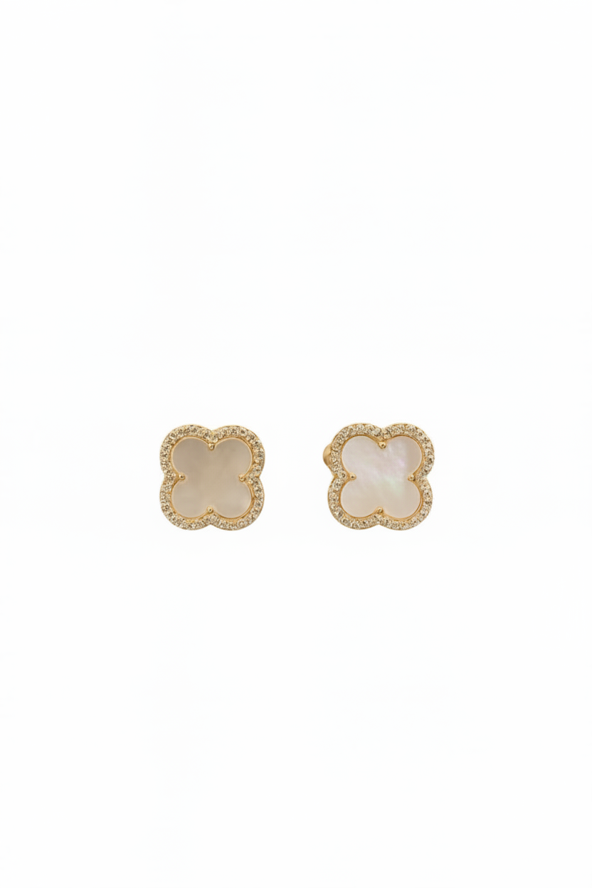 Mother of Pearl Clover Stud Earrings