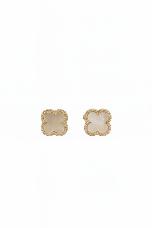 Mother of Pearl Clover Stud Earrings