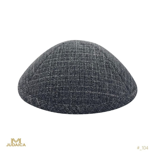 Dark Blue Textured Linen Kippa-104