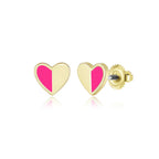 My Little Jewel Half Enamel Heart Surgical Steel Screw Back Earrings