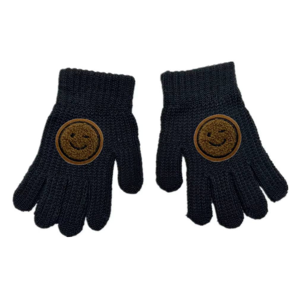 Kids Winter Smiley Patch Gloves