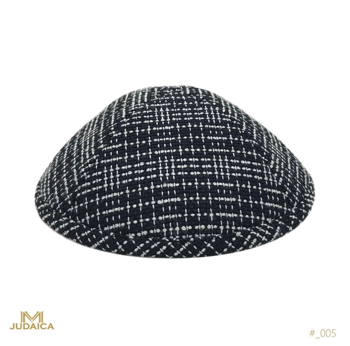 Knitted Tweed Black and White Kippa