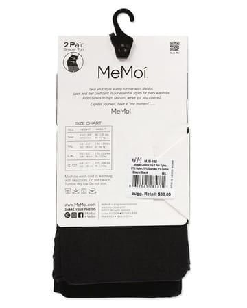 Memoi 2 Pair Women's Opaque Shaper Control Top Tights - MJB 150
