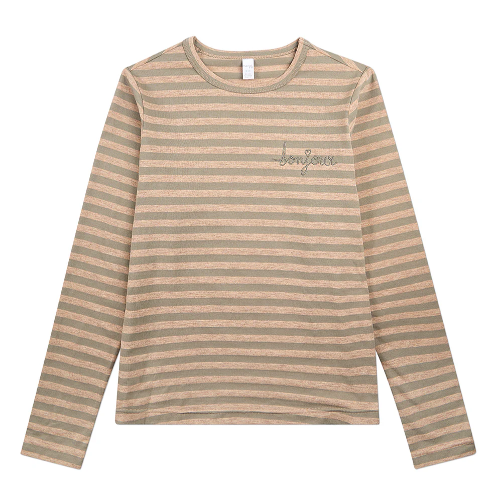 Memoi Teen Girls Striped Long Sleeve T- Shirt - MKC 104