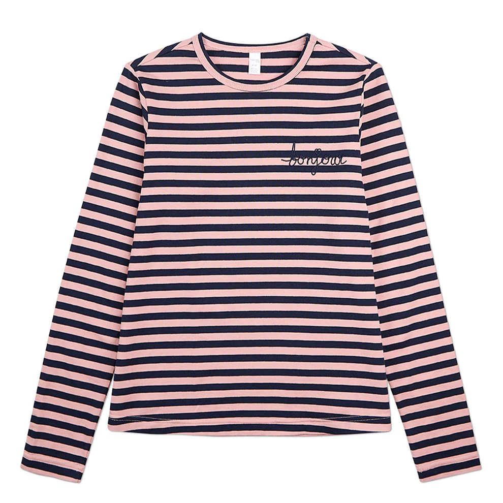 Memoi Teen Girls Striped Long Sleeve T- Shirt - MKC 104