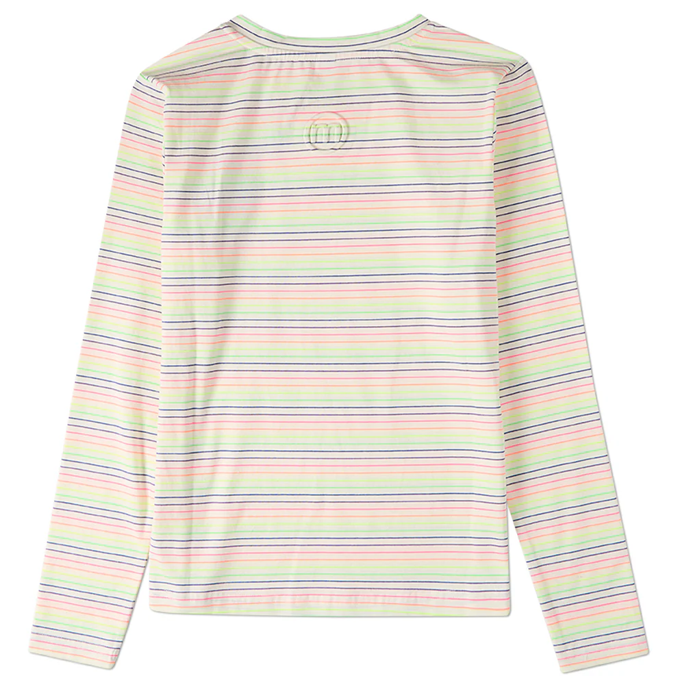 Memoi Teen Girls Bright Striped V- Neck Long Sleeve T-Shirt- MKC 113