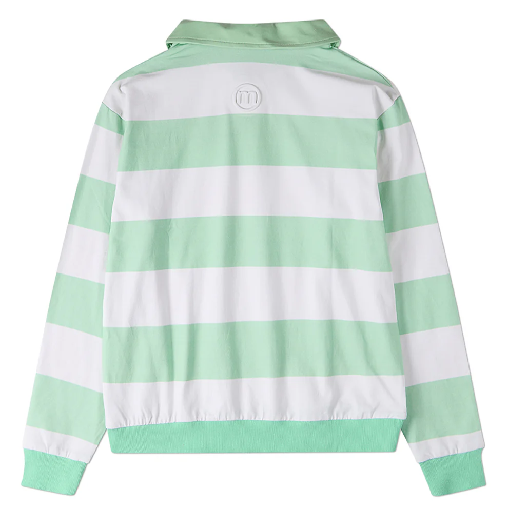 Memoi Teen Girls Summer Flag Striped Long Sleeve Polo T-Shirt - MKC-119