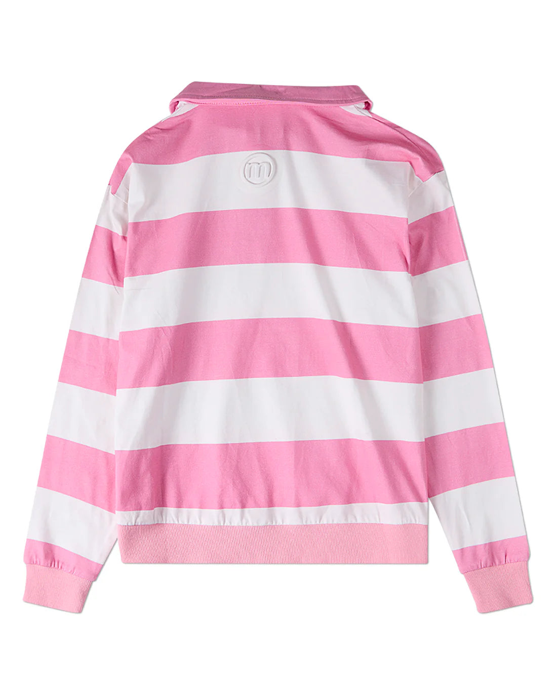 Memoi Teen Girls Summer Flag Striped Long Sleeve Polo T-Shirt - MKC-119
