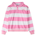 Memoi Teen Girls Summer Flag Striped Long Sleeve Polo T-Shirt - MKC-119