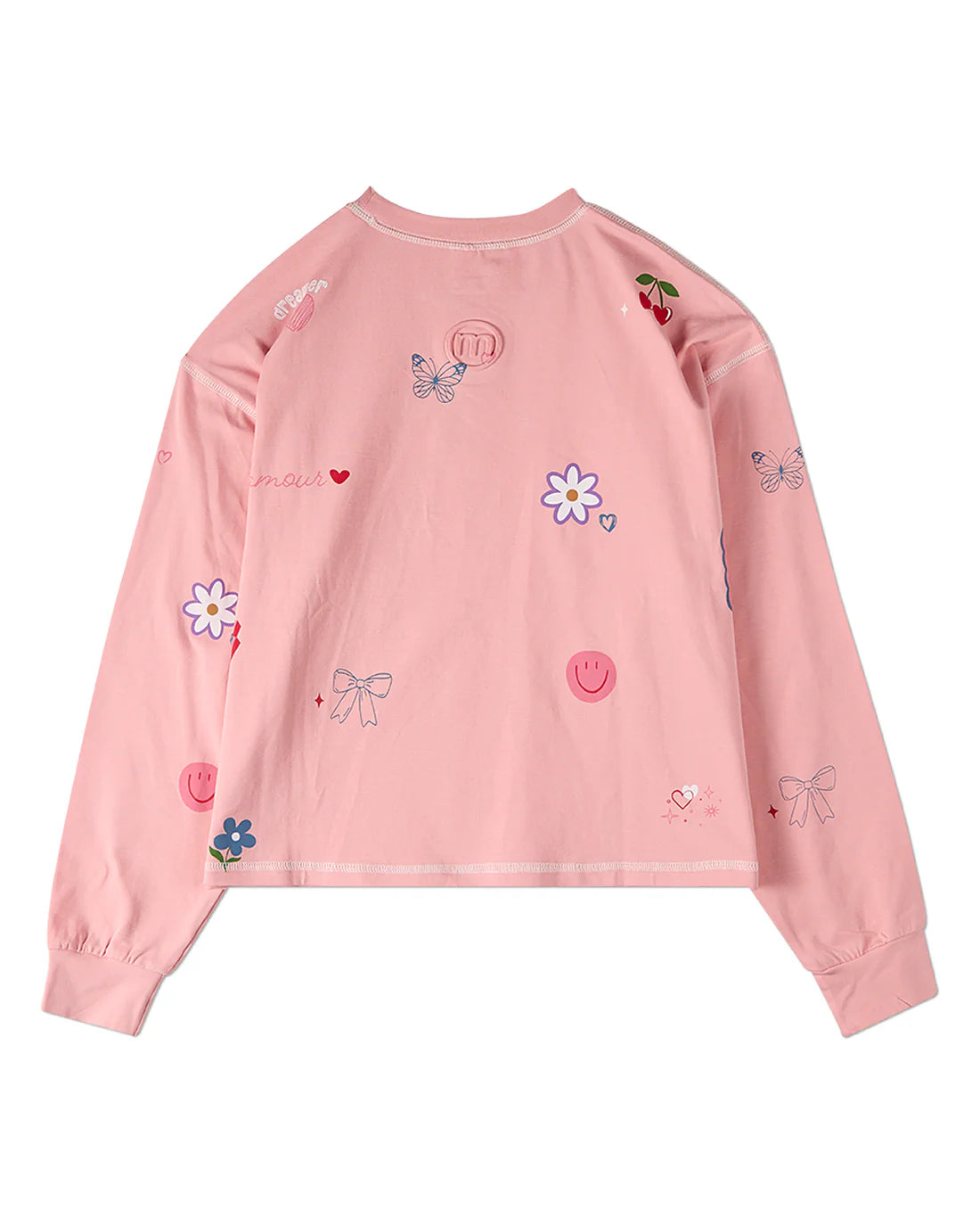 Memoi Teen Girls All-Over Motif Cotton-Rich Long-Sleeve T-Shirt- MKC- 121