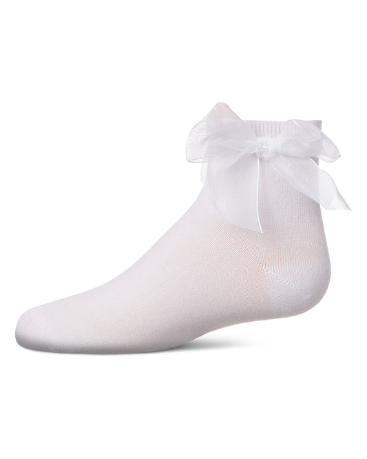 Memoi Tulle Bow Anklet - Girls Shabbos Sock